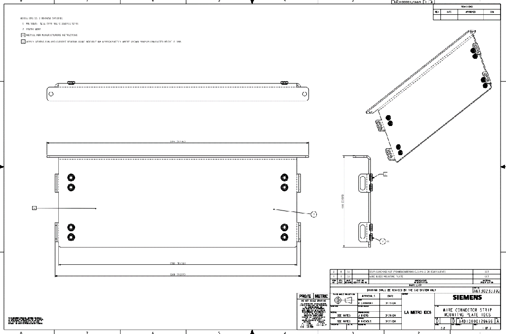 A4D10000129669 REV A - WIRE CONNECTOR STRIP MOUNTING PLATE