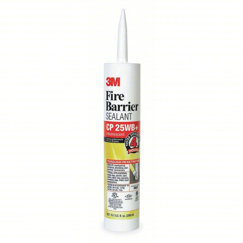 3M Fire Barrier Sealant: Caulk, Red, Non-Slump/Intumescent, 10.1 oz Cartridge Container Size & Type