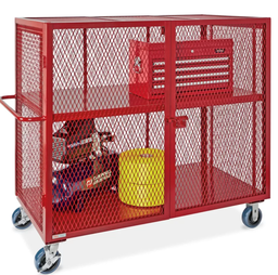 [E01-000001] Welded Security Cart - 60 x 30 x 58", Red
